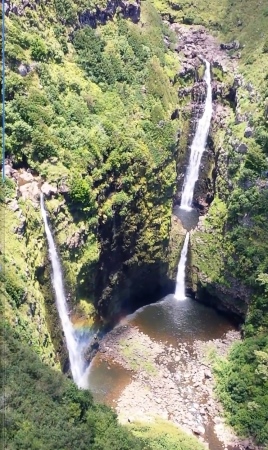Molokai Waterfalls with rainbow